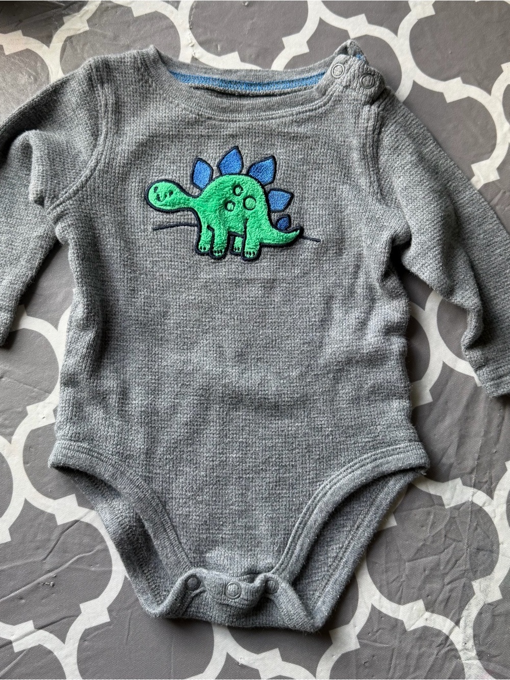 jumping beans Gray Bodysuit with Green & Blue Dinosaur